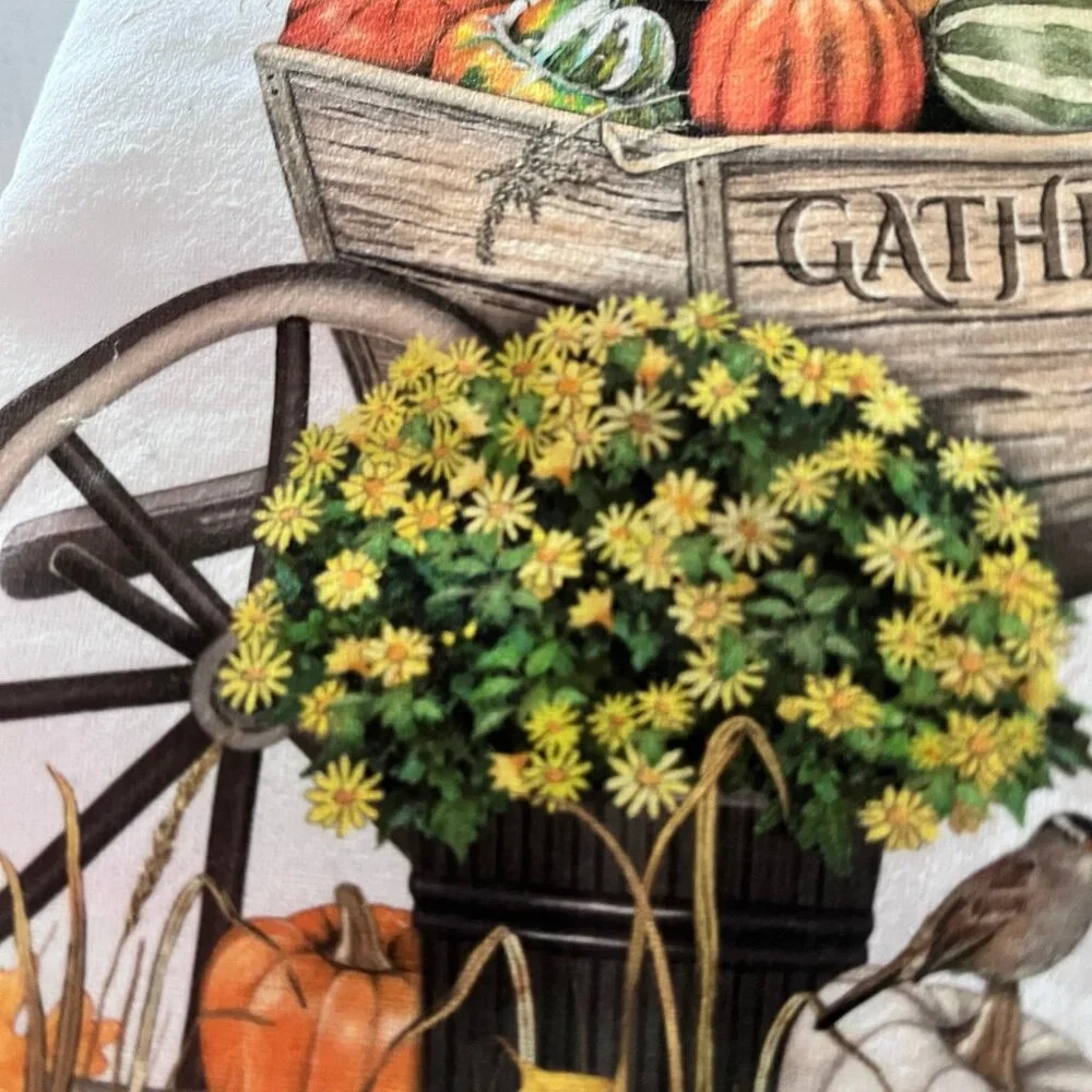 NEW 2 Kitchen Tea‎ Dish Towels “gather” thanksgiving towel 100% Cotton